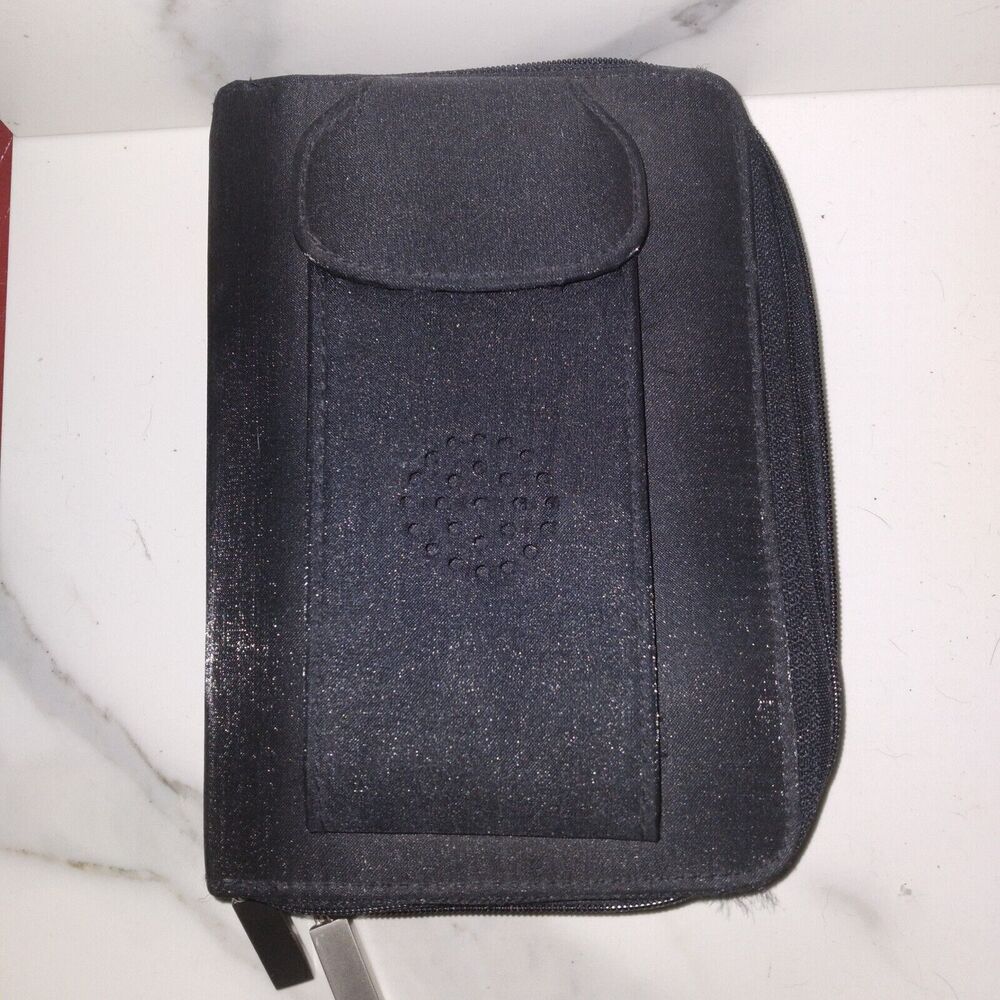 Vintage Nylon Black Power Planner 6 Ring Organizer Purse 5.5in x 7.5in